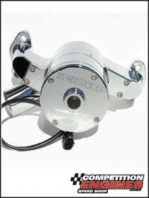 Meziere WP301CP, 300 Series Electric Water Pump With Low Pressure Port, Chev Small Block, 55GPM,  Chrome Finish